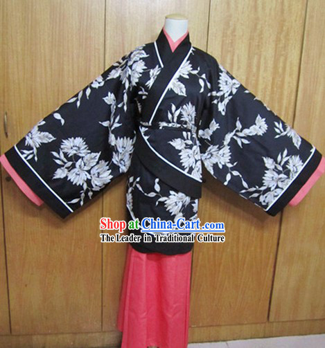Ancient Chinese Black Flower Han Fu Clothing for Women