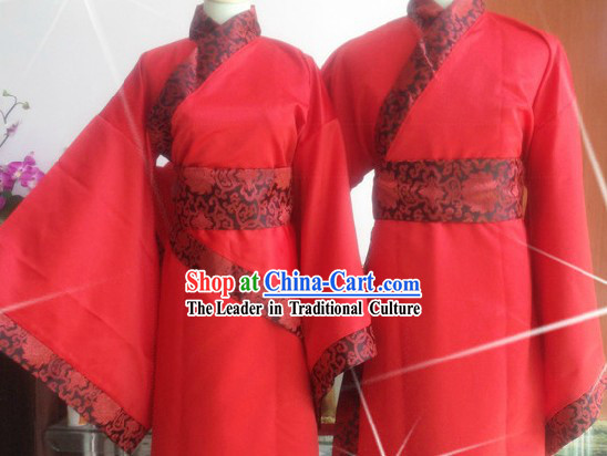 Ancient Chinese Red Wedding Dresses Two Sets for Men and Women