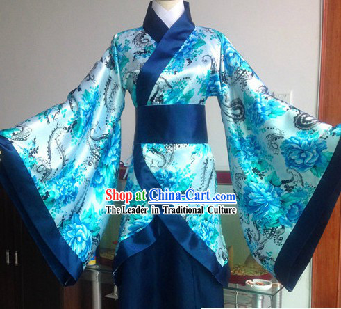 Ancient Chinese Blue Flower Clothing Complete Set for Women