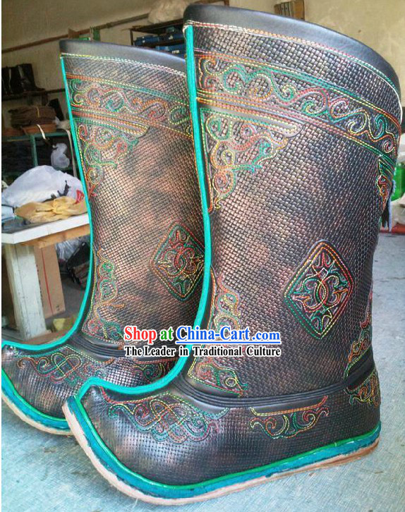 Handmade Classic Mongolian Cowhide Long Boots for Men