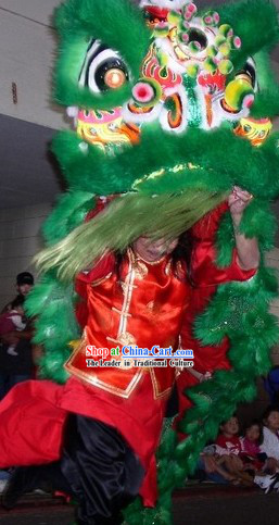 Grand Opening Green Fur Lion Dance Costumes Complete Set