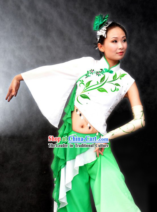 Chinese Classical Jasmine Blossoms Dance Costume and Headpiece