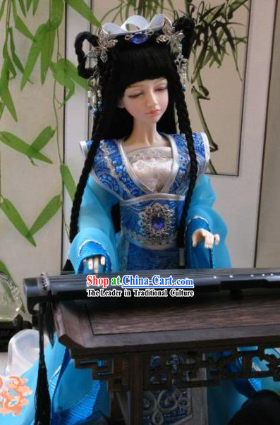 Chinese Gorgeous Light Blue Princess Costumes Complete Set