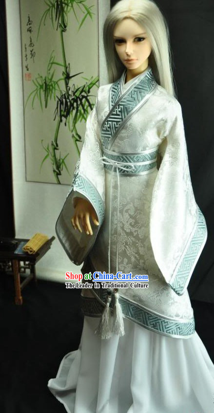 Ancient Chinese White Swordsman Costume for Men