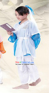 Ancient Chinese School Student Costume and Headpiece for Children