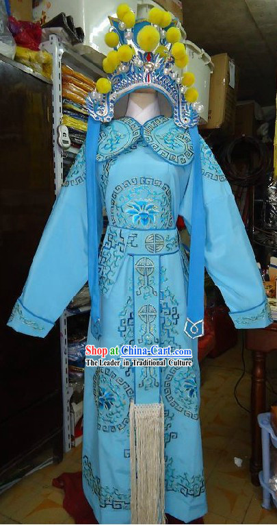 Ancient Chinese Opera Fighter Costumes and Hat for Men