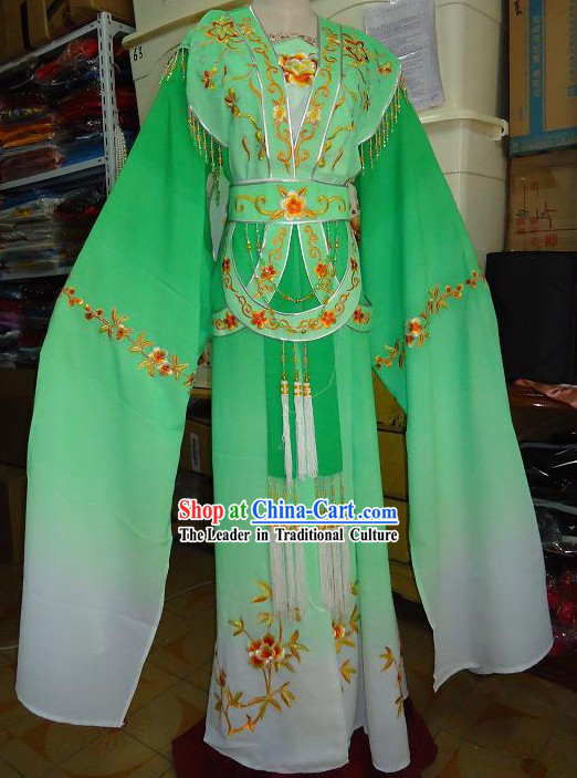 Ancient Chinese Opera Green Huadan Costume for Women