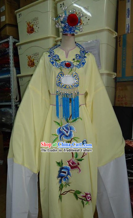 Ancient Chinese Opera Bao Yu Dream of Red Chamber Costume, Hat and Necklace for Men