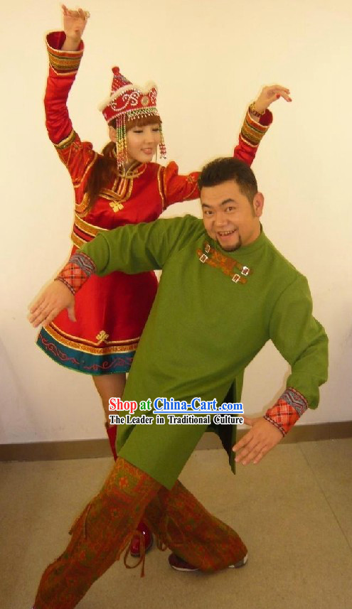 Traditional Chinese Mongolian Clothing and Hat for Men and Women