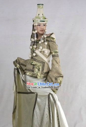 Traditional Mongolian Clothing and Hat for Women