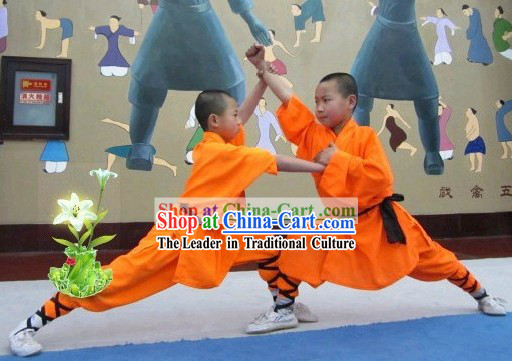 Chinese Shaolin Temple Orange Kung Fu Robe for Children