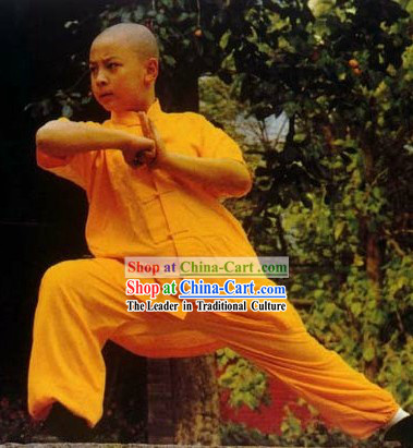 Chinese Yellow Shaolin Temple Kung Fu Uniform for Boys