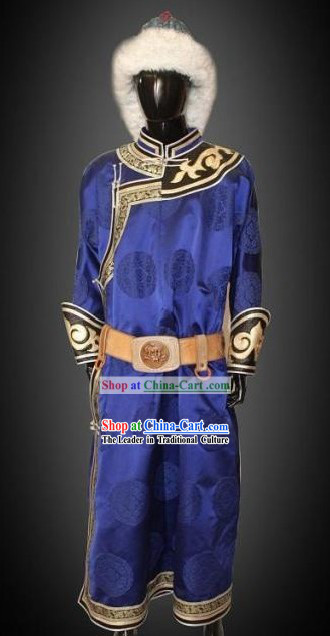 Traditional Chinese Mongolian Clothes and Hat Complete Set