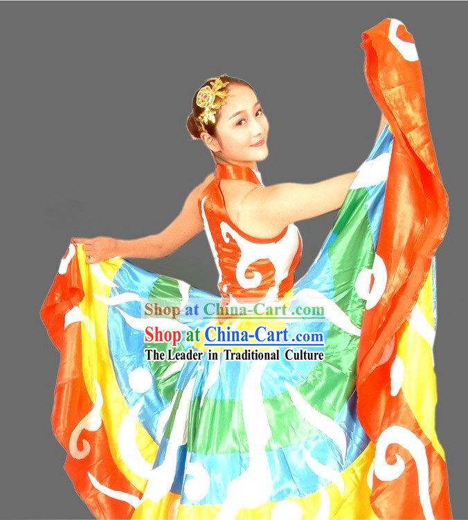 Traditional Chinese Stage Performance Dance Costumes and Headpiece for Women