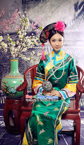 Traditional Chinese Qing Dynasty Manchu Princess Clothing for Women