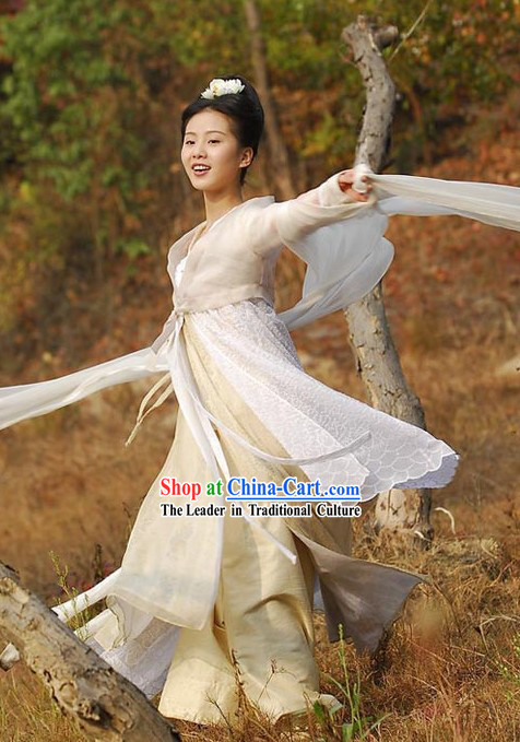Ancient Chinese Lady in White Dance Costume for Women