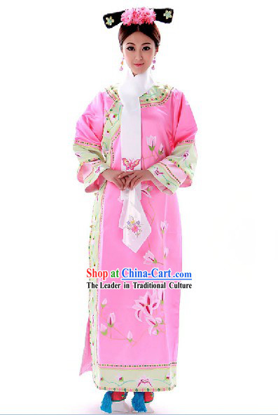 Chinese Manchu Qing Dynasty Pink Princess Costumes for Women