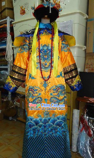 Chinese Qing Dynasty Empress Costume and Phoenix Crown Complete Set