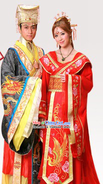 Ancient Chinese Emperor and Empress Wedding Dresses Two Sets