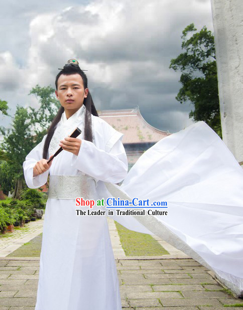 Ancient Chinese White Hanfu Costumes for Men
