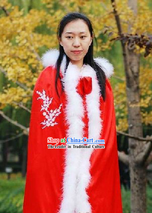 Ancient Chinese Red Winter Plum Blossom Cape
