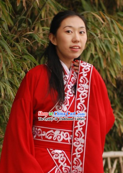 Ancient Chinese Han Dynasty Royal Lady Red Clothes
