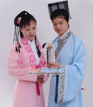 Ancient Chinese Husband and Wife Clothes Two Sets