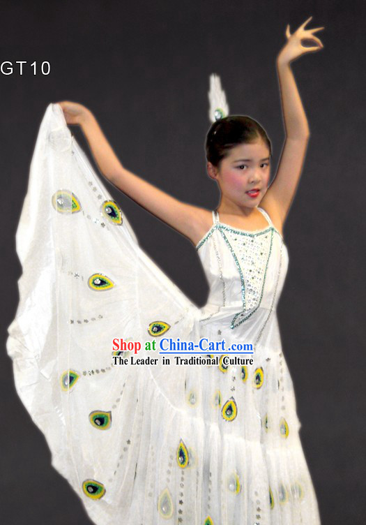 Traditional Chinese Yunnan Dai Peacock Dance Costumes for Children