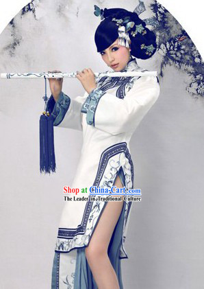 Blue and White Chinese Dance Costumes for Women