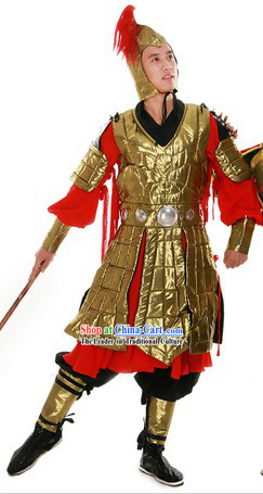 Ancient Chinese General Style Armor Costume and Helmet for Men