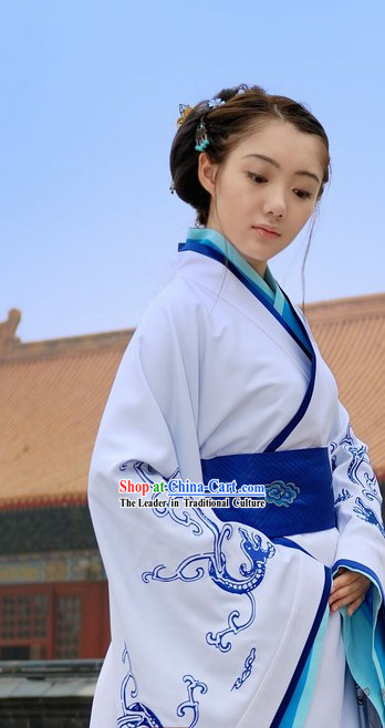 Traditional Chinese Embroidered Dragon Han Costumes for Women