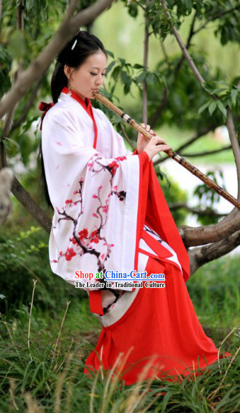 Traditional Pure Silk Plum Blossom Han Costumes for Women