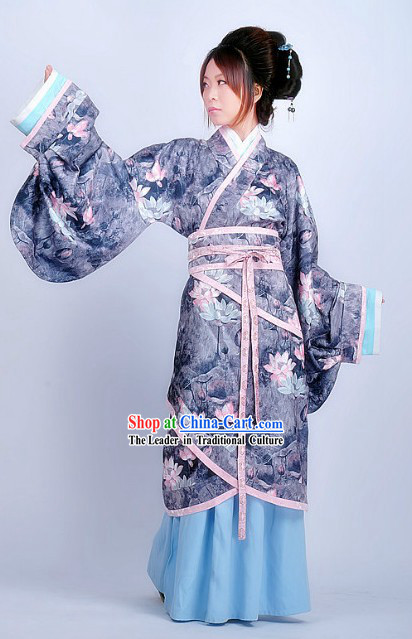 Traditional Chinese Lotus Beauty Hanfu Clothes for Lady