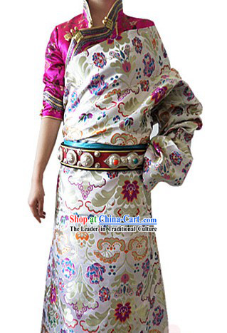 Traditional Chinese Female Tibetan Robe Complete Set