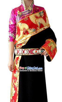 Traditional Chinese Female Tibetan Robe Complete Set