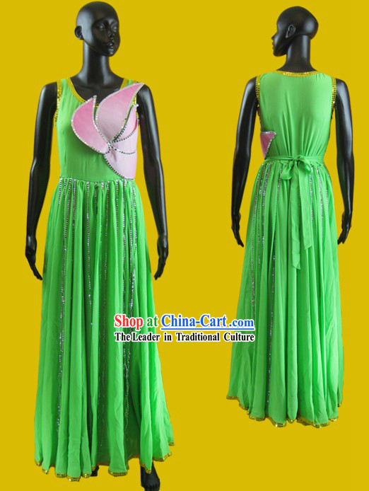Green Chinese Lotus Dance Costumes for Women