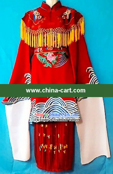 Ancient Chinese Bride Embroidered Phoenix Wedding Dress and Phoenix Crown for Children