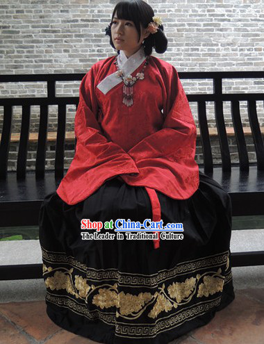 Ming Dynasty Princess Embroidered Jacket and Skirt Hanfu Clothing Complete Set