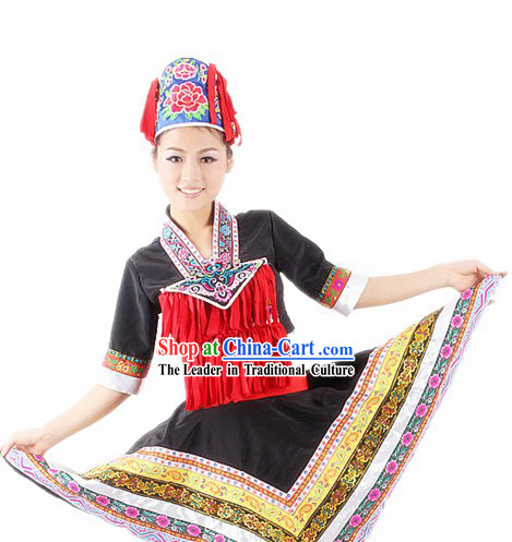 Traditional Chinese Ethnic Costumes and Hat for Women
