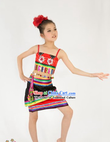 Traditional Chinese Dai Nationality Dance Costumes for Kids