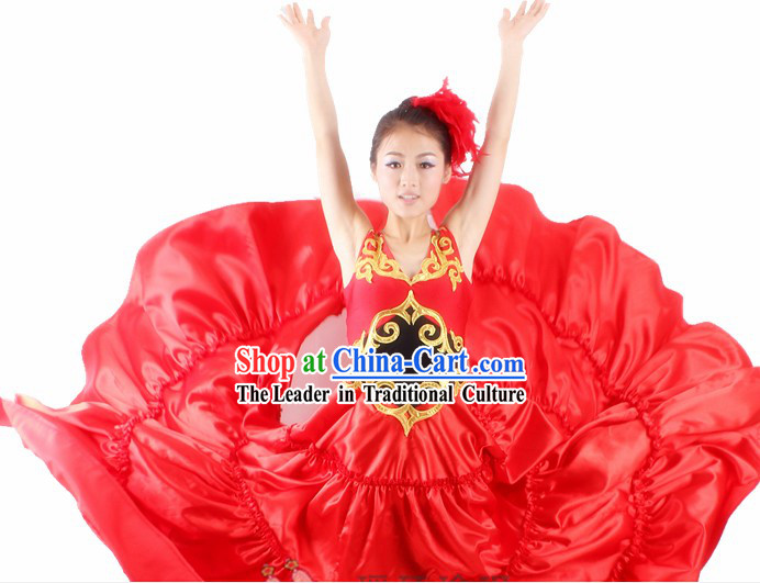 Traditional Chinese Spainish Bullfight Dance Costumes and Headwear for Women