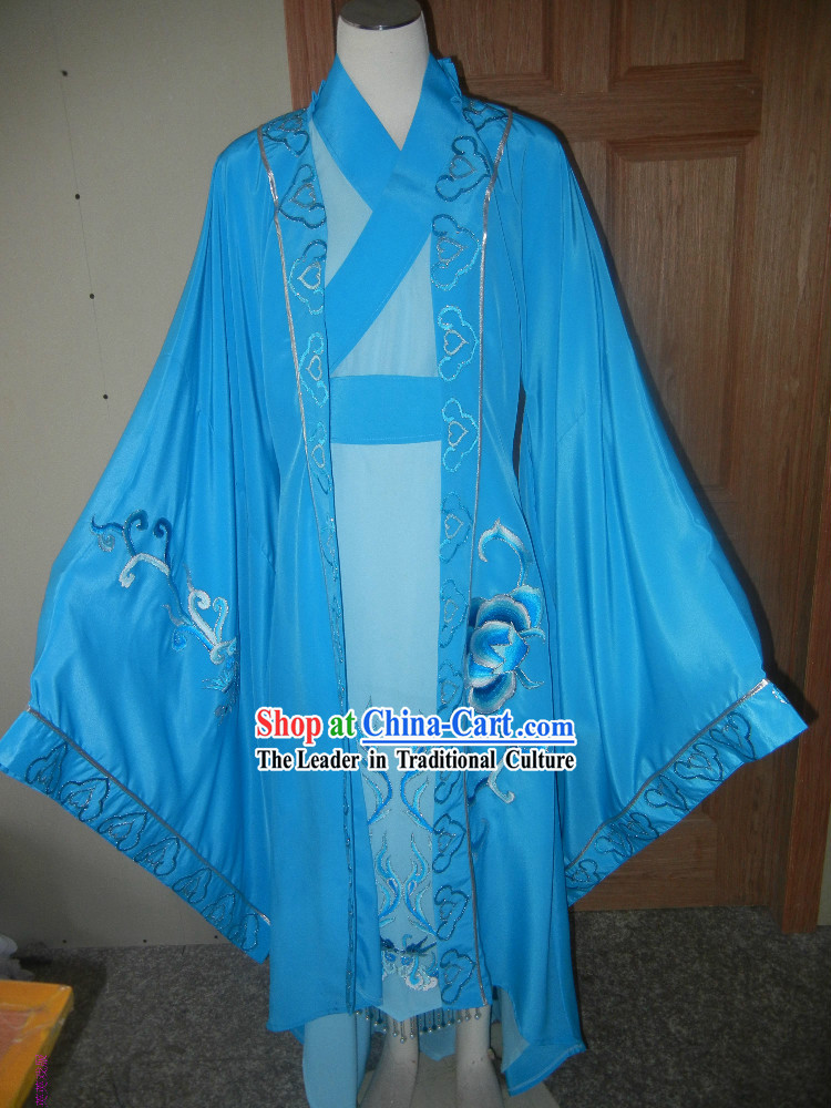 Blue Chinese Opera Embroidered Xiao Sheng Costumes Complete Set for Men
