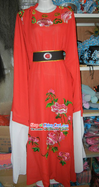 Long Sleeves Chinese Opera Embroidered Flower Baoyu Outfit for Men
