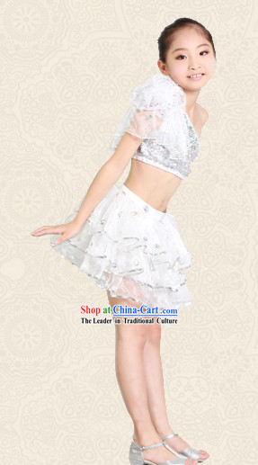 White Jazz Dancing Costume for Kids