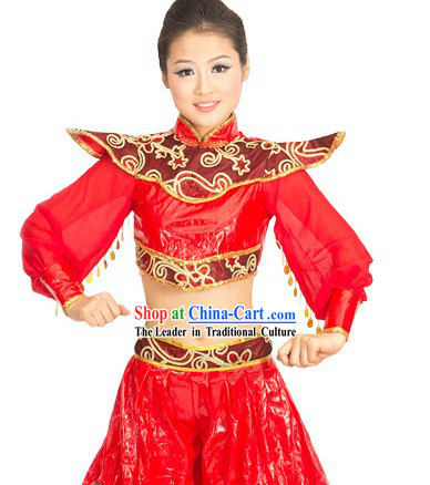 Traditional Chinese Play the Drum Uniform for Women