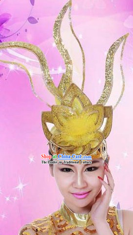 Golden Stage Performance Dance Headpiece for Women