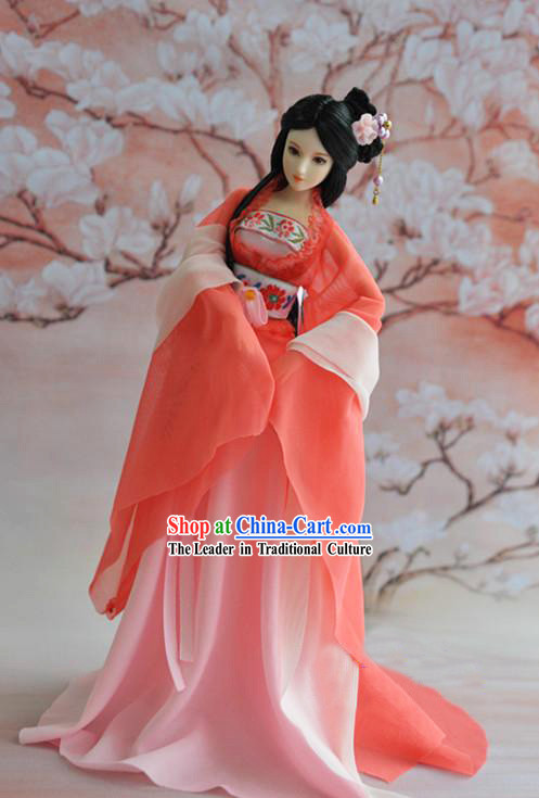 Orange BJD Dolls Guzhuang Costumes Complete Set