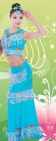 Traditional Chinese Fish Tail Dance Costumes and Headpieces for Women