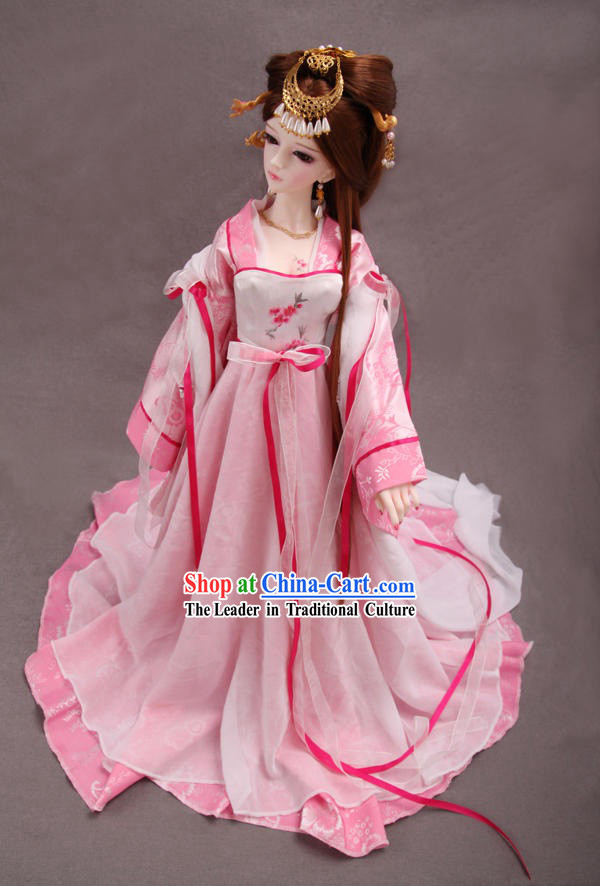 Ancient Chinese Pink Princess Costumes and Hair Accessories for Women