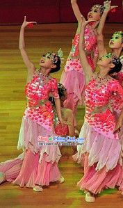Ancient Chinese Dance Costume and Headpieces Complete Set for Women